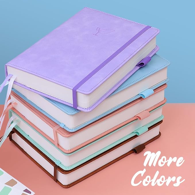 Hoci Poci 400 Pages Lined Journal Notebook, 5.8" x 8.4", Light Blue | Thick Journal for Writing, A5 Hardcover Leather Notebook with 100Gsm College Ruled Paper for Women Men Work Note taking