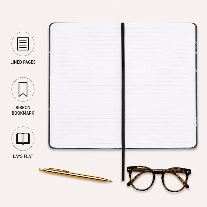 WORLD TRAVELER Large Lined Journal Notebook 256 Ruled White & Ivory Pages | Lay-Flat Binding, Gilded Page Edges Resist Wear, Reinforced Square Corners, Bleed-Resistant Smooth Paper