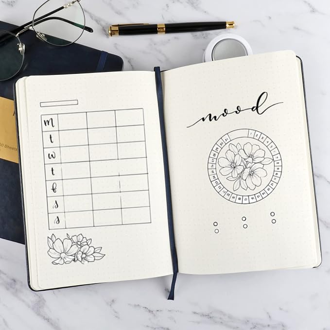 Journal notebook (A5-Dotted, Dark Blue),192 Pages, Medium 5.7X8.3 inches - 80 gsm Thick Paper, Hardcover