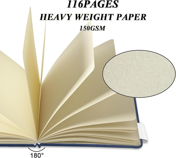 5" x 5" Hardcover Sketch Book,58 Sheets Small Mixed Media Pocket Sketch Pad | PU Cover,150 GSM Acid Free Artist Drawing Paper,Travel Journal Blank Notebook for Adults Sketching,Illustration.