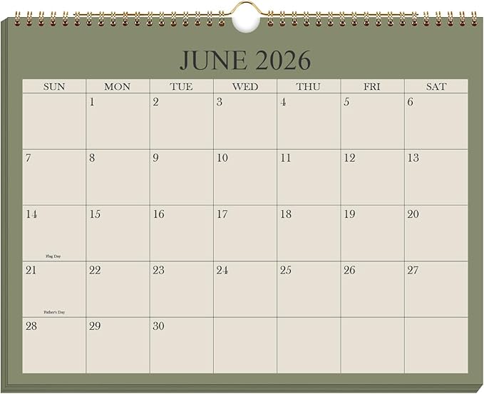 Small Wall Calendar 2026-2027 - Mini Calendar 2026-2027 from July 2026 - December 2027, 19 Months Little Calendar with Premium Paper, 6" x 8", Green