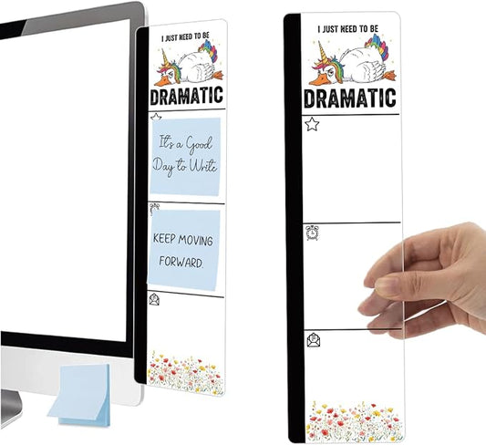 Monitor Memo Board Acrylic Sticky Note Holder Funny Unicorn Duck Office Desk Decor with 100 Self Stick Note Pads I Just Need to Be Dramatic Quote