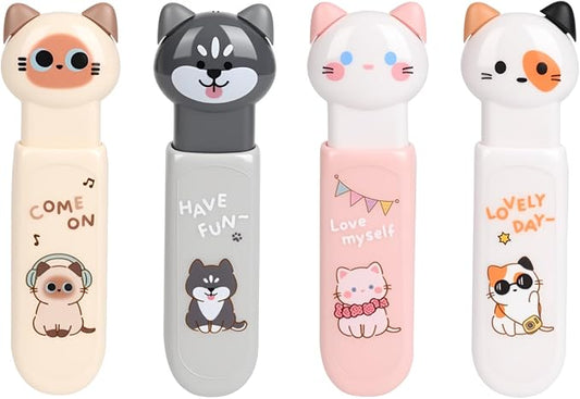 4-Count Cute Cat Correction Tape, Retractable Tape for School & Office | Cute cat design with smooth application and tear-resistant tape, perfect for correcting notes, homework and office documents.