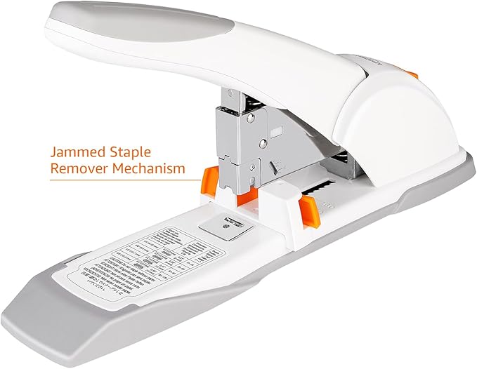 Amazon Basics Heavy-Duty Desktop Stapler, 130 Sheets High Capacity, Sturdy with Jammed Staple Remover Mechanism, 5/8" Staples, White