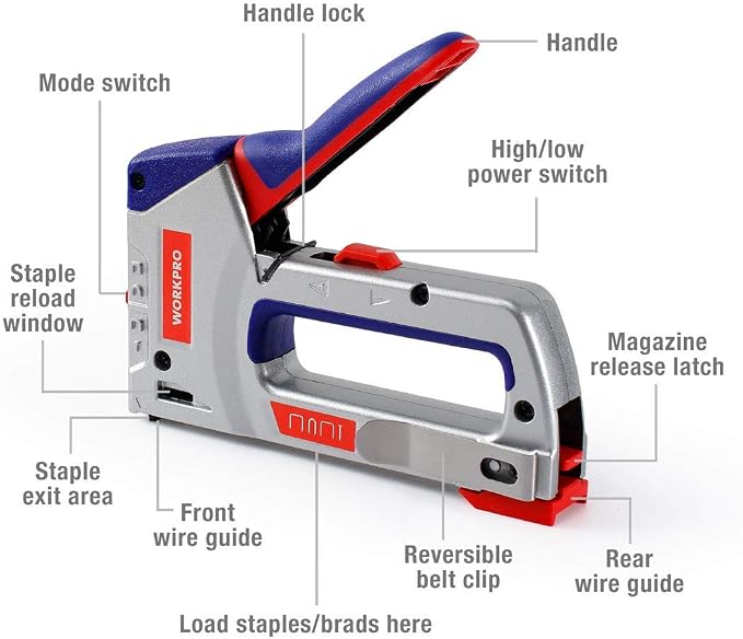 WORKPRO Heavy-Duty 4-in-1 Staple Gun Kit | Manual Brad Nailer, 3000 Staples & 1000 Brad Nails Included, For Upholstery, Material Repair, Decoration
