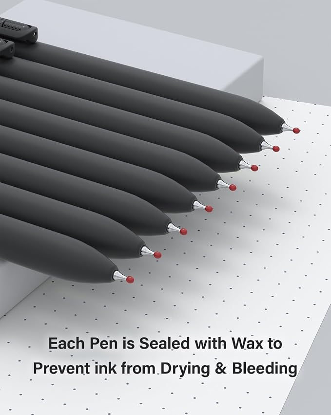 inkipen 8Pcs Gel Pens - 0.5mm Black Ink Pens Fine Point Smooth Writing, Quick Drying Retractable Pen for Journaling, Cute School & Office Supplies (Basic)