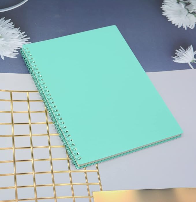Yansanido Spiral Notebook, 4 Pcs 10.5 Inch x 7.45 Inch B5 Thick Plastic Hardcover 7mm College Ruled 4 Color 80 Sheets -160 Pages Journals for Study, Work, Travel and Notes (B5, 4 Pcs Light Color)