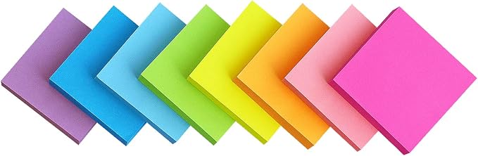 Eastern Wolf Sticky Notes 2x2 in, 16 Pads, 8 Bright Colors, 100 Sheets/Pads | Ideal for office, School, Home, and Study Notes.