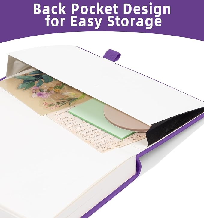 Blank Journal Notebook 365 Pages, A5 Leather Sketch Book for Drawing Women & Men, Hardcover Notebook with 100GSM Thick Paper, Sketchbook for Travel, Work, School, Note Taking