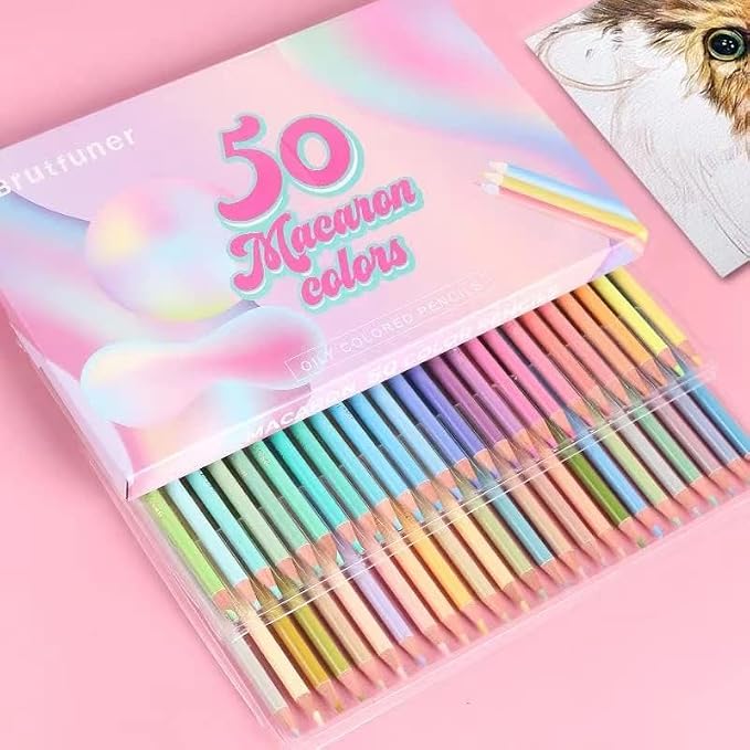 50 Colored Pencil Set, Professional Pastel Coloring Pencils, Art Drawing Pencils for Adult Coloring Books, Artists Drawing, Sketching (Macaron color)