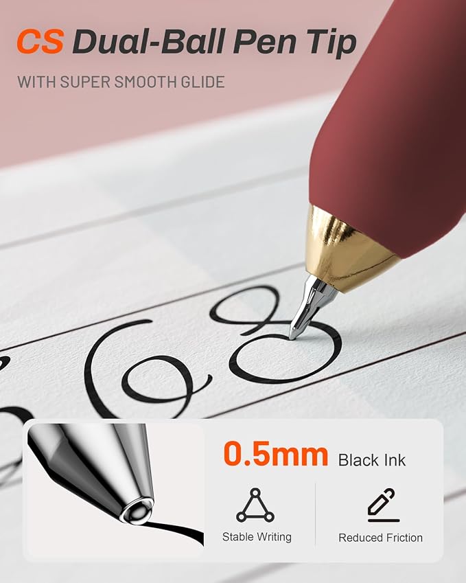 SUNEE Gel Pens, 12 Pack 0.5mm Pens Fine Point Smooth Writing Pens with Quick-Dry Black Ink, Cute Aesthetic School Office Note-Taking Pens for Journaling - Vintage