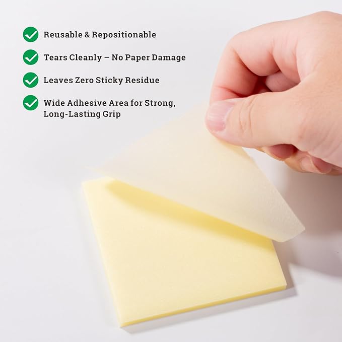 Gel Pen Friendly Multi-Size Transparent Sticky Notes - Translucent Matte Clear Pads for Bibles & Books, 3x2/3x3/3x4 in, 3 Pads 150 Sheets, Quick Dry Smudge-Free Tabs