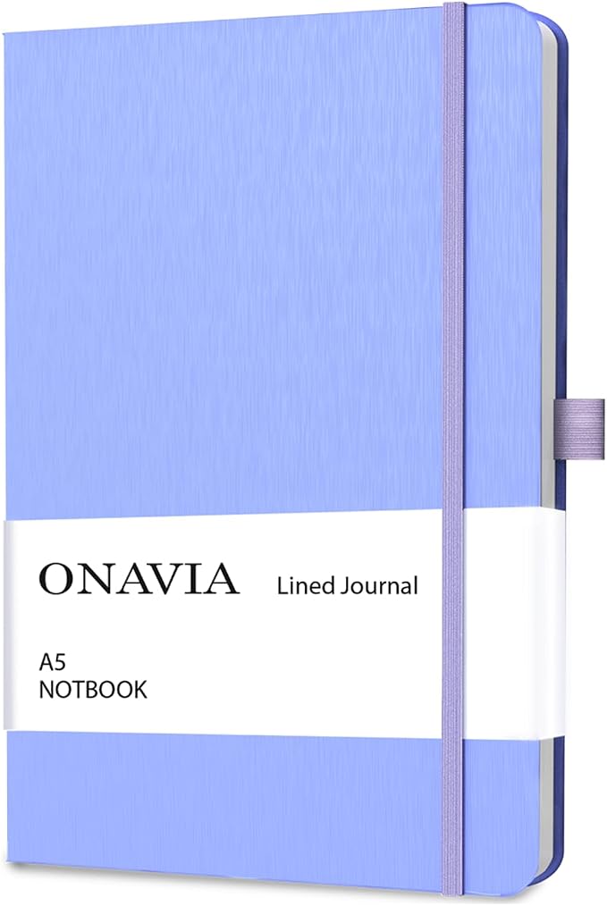 ONAVIA A5 Notebooks for Work, Lined Journal, 160 Pages, Cornflower | 80 Sheets, 5.8 x 8.3 in, Lay Flat, College Ruled, A5 Hardcover Journal, Lined Notebook for Work, School, Note Taking