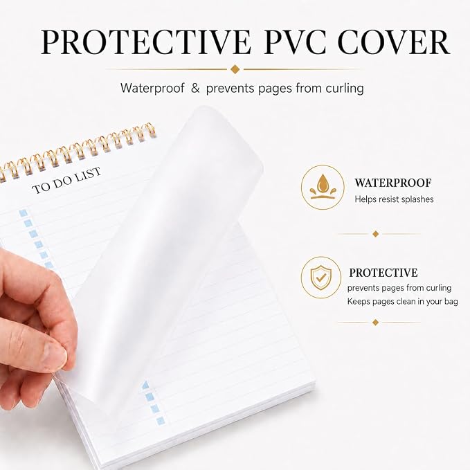 To Do List Notepad 3 Pack, Undated Daily Planner Notepad With To Do List Notebook Checklist Planner Spiral Waterproof Notepad for Office Supplies, School Planner, 52 Sheets/Pack, 5.5"*8.3" A5 Size | To Do List Notebook, Checklist Planner, Waterproof Sp...