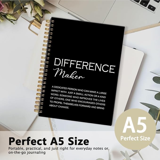 Difference Maker Gift Notebook Journal, Thank You Gifts for Women Men Boss Teacher, Employee Appreciation Gift, Farewell Retirement Gifts for Coworkers, Motivational Spiral Notebook 5.5x8.3