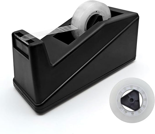 AIMI Black Desktop Tape Dispenser Non-Skid Base Weighted Tape Roll Dispenser Perfect for Office Home School Work
