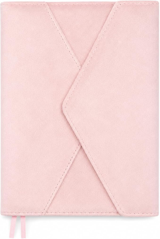 WORLD TRAVELER Eccolo Lined Journal Notebook, Velvet Hardcover, 256 Ruled Pages of Acid-Free Ivory Color Paper, Magnetic Flap Closure, 3 Bookmarks, Size 6X8, 6X8 Pink | Ivory Acid-Free Ruled Paper, 3 Sewn-In Bookmarks, Lay-Flat Design, Stitched Spine, ...