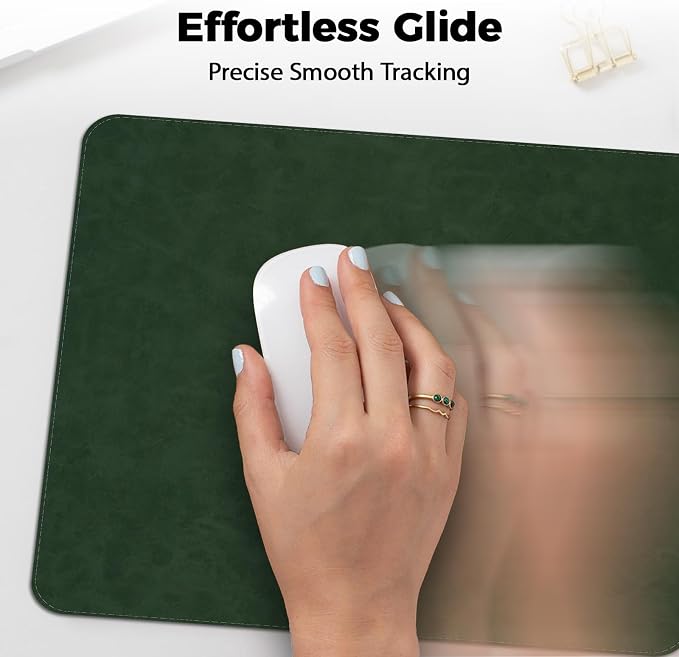 Mouse pad, Non-Slip Washable Waterproof Computer Mouse mat Thick for Laptop Wireless Mouse Home Office Travel, Portable 9.8"x 8.3" S Dark Green