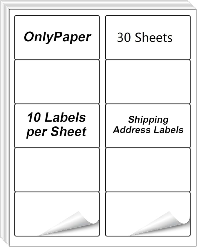 2" x 4" Shipping Labels - 30 Sheets 10 Up Self Adhesive Mailing Labels,300PCS Address Labels for Laser & Inkjet Printers, Handwrite-Friendly