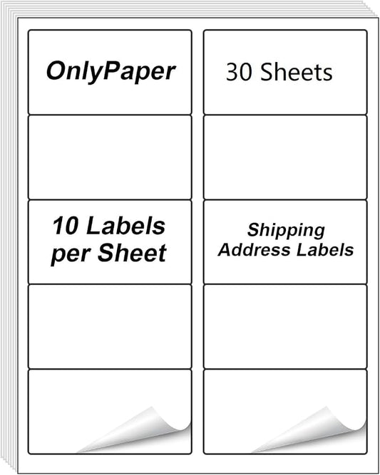 2" x 4" Shipping Labels - 30 Sheets 10 Up Self Adhesive Mailing Labels,300PCS Address Labels for Laser & Inkjet Printers, Handwrite-Friendly