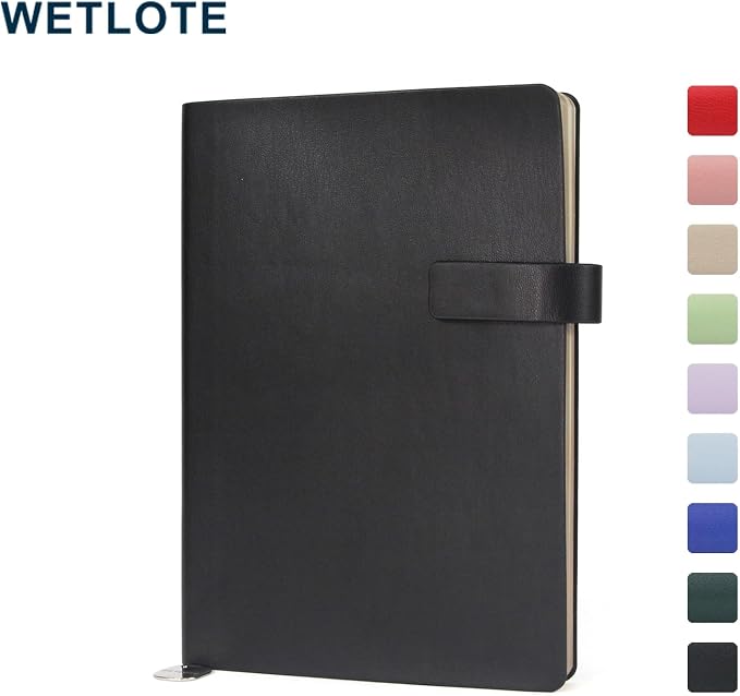 A5 Soft Cover Blank Notebook, Pen Holder & Gold Edges, 180° Lay Flat Journal, Large 5.7 x 8.4 in, Bookmark & Gift Box, Sketchbook Journal for Work, Study, Travel(Black)