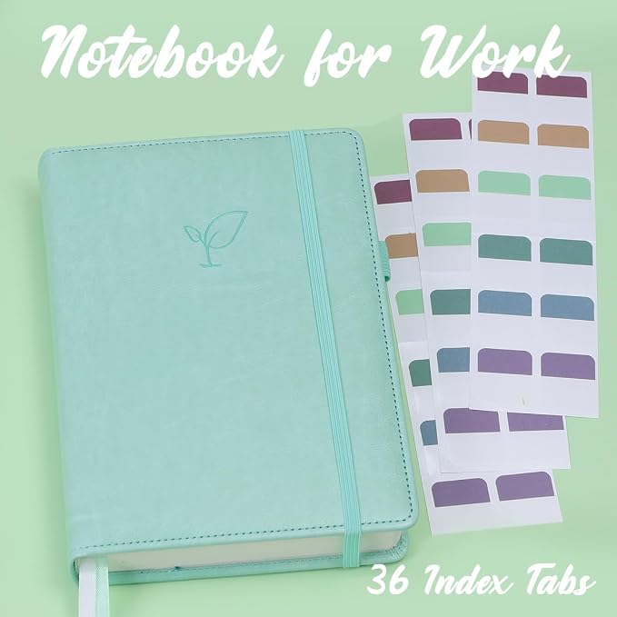 Hoci Poci 400 Pages Lined Journal Notebook, 5.8" x 8.4", Aqua | Thick Journal for Writing, A5 Hardcover Leather Notebook with 100Gsm College Ruled Paper for Women Men Work Note taking