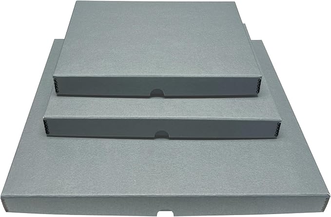 Lineco Clamshell Archival Storage Box, 11.5x17.5x1.75 Inch, Gray | Acid-Free with Metal Edge Boxboard, Organize and Store Photos Documents Cards Negatives Magazine Prints Family Records DIY