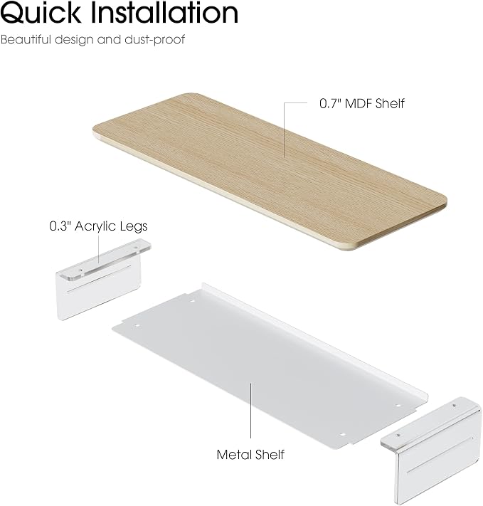 Fenge 23.6" Monitor Stand with Clear Acrylic Legs, Oak | Clear Acrylic, Storage Compartment, 2-tier Home Office Monitor Riser, Wide Large Desktop Shelf Fit Monitor/Laptop/Printer