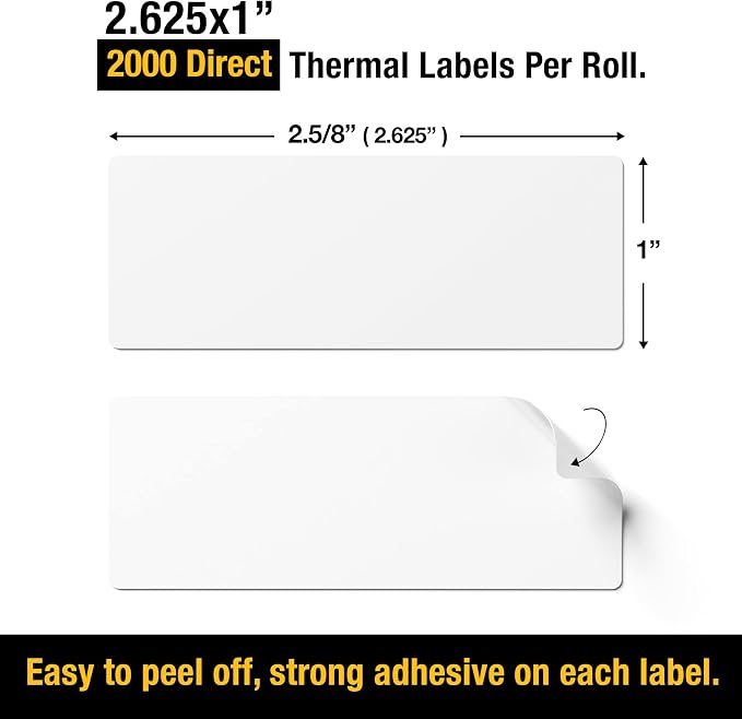 2 5/8" X 1” Direct Thermal Labels 2000 Per Roll Perforated | Quality 2 5/8" x 1” direct thermal labels 2000, designed for everyday use.
