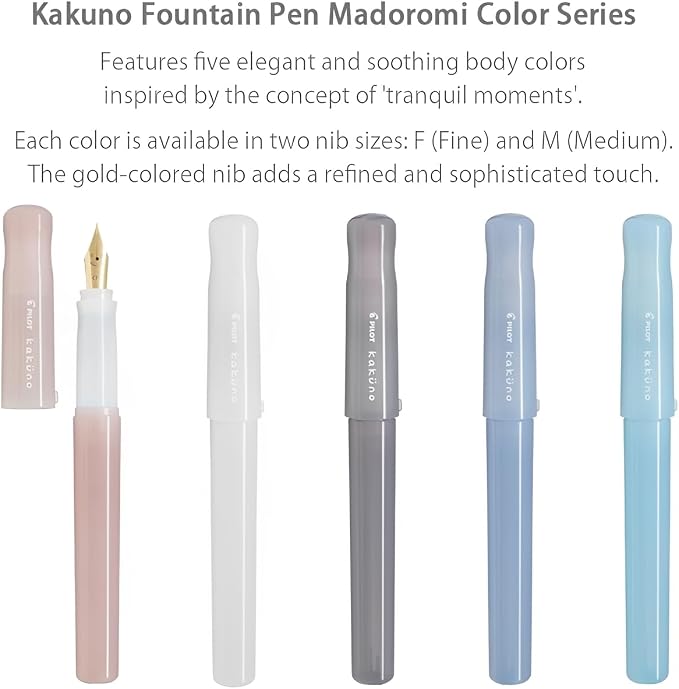 Pilot Kakuno Fountain Pen Madoromi Color Series, Gold (Smiley Face) Medium Nib, Perfect for Beginners and Creative Expression, Ivory, PFKA-1MDIM