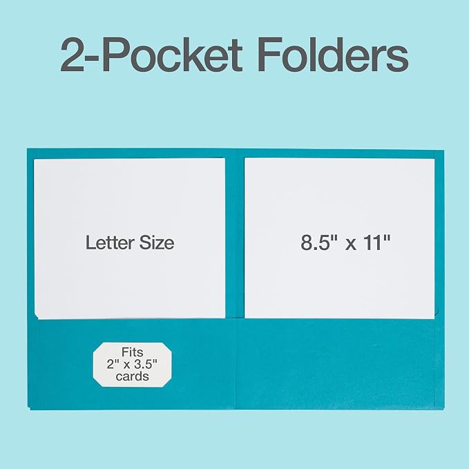 Oxford 2 Pocket Folders, 25 Pack, Bright Colors, School Value Pack | Each folder holds 100 letter size sheets. Sturdy covers hold up in backpacks all year. Easy to color code. Made in the USA.