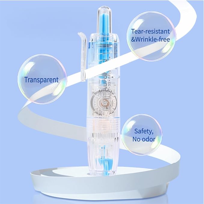 Refillable Correction Tape, 157 ft Total – 2 Pre-Filled Dispensers + 6 Snap-In Refills, School & Office, Blue+Green