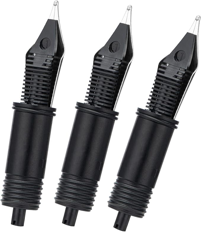 Set of 3 Jinhao 100 Fountain Pen Replacement Nib Fine Size with Black Section Feed Silver Trim-Compatible with Jinhao 100, 9036, 9065, 9016 and 9013