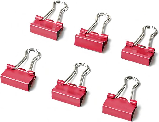 30 Pack Medium Red Binder Clips 1-1/4 Inch (32 mm), Colored Middle Size Paper Clamps, Large Big Paper Clips for Office Home School Business 1.25"