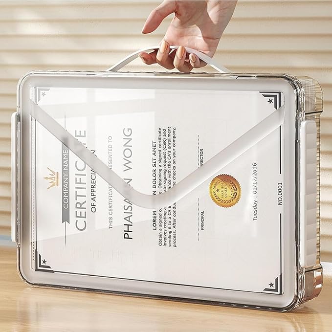 2 Pack Document Storage Clear Plastic Storage Boxes with Lids Stackable Storage Bins Paper Storage Box Containers for Organizing A4 File Paper, Document, Photo, Scrapbook