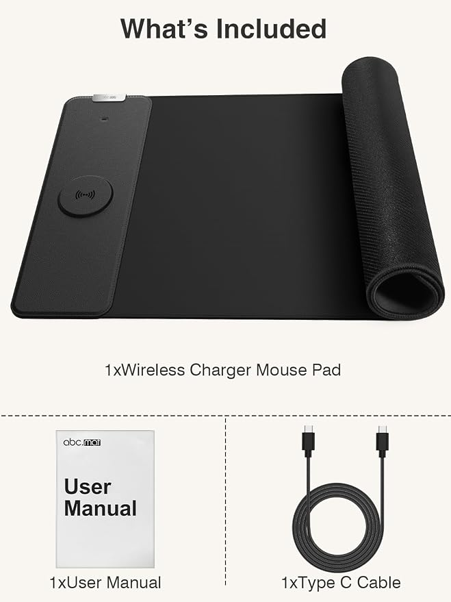 Magnetic Wireless Charging Mouse Pad, 31.5"x11.8" Large Desk Mat | Waterproof Mousepad, Smooth Glide, Stitched Edge, Non-Slip Rubber Base, Desk Pad Computer Keyboard Mat, No Adapter