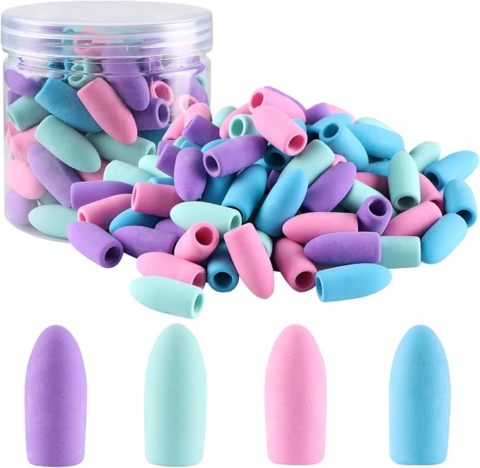 Aipker Pencil Erasers, Pencil Eraser Toppers, Cap Erasers, Pencil Top Erasers for Kids, Pencil Top Erasers Bulk (80Pcs/Box)