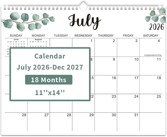 Comix 2026-2027 Wall Calendar, 18 Months Jul 2026 - Dec 2027 Monthly Planner, 120 GSM Thick Paper Lined Blocks, Hanging Calendar for Home Office Classroom, 14 x 11 Inch