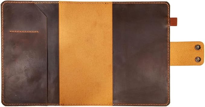 Genuine Distressed Leather Composition Notebook Cover, 10in× 8in Size; Gift For Men & Women'S, Vintage Rustic Leather Cover Portfolio For Composition, Customized Gift (Brown)