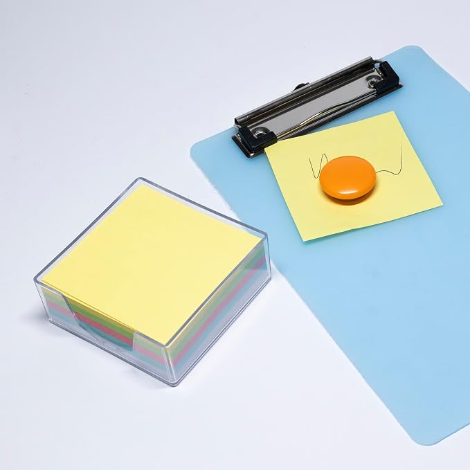 BAZIC Products Color Paper Cube with Tray, 300 Sheets, 2.95 in | 300-sheet color paper cube, 2.95 x 2.95 in (75 x 75 mm), clear holder tray for quick notes and reminders
