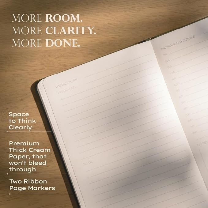 Anecdote Daily Planner w/ 2026-2027 Calendar | Start Anytime 26 Weeks Undated | 1 Page per Day | 8.5" x 5.2" | Hardcover To-Do List Organizer, Plan Your Success, Achieve Productivity Goals (Blossom)