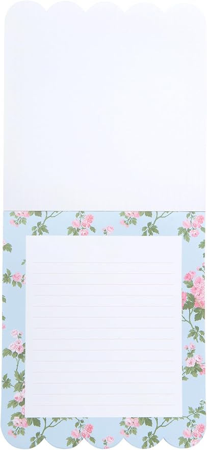 Laura Ashley Layered Notepad - 6.5 x 7.5 Inch 3-in-1 Color Writing Pad with 150 Lined Tear-Off Sheets with Sturdy Backboard for Home, Grocery & Office, Size 7X8, Rosevine Pink
