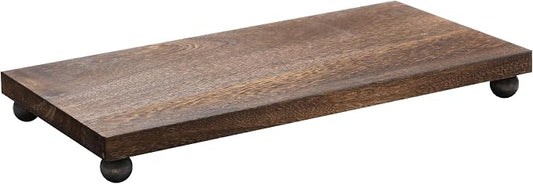 Amyhill Wood Pedestal Stand Kitchen Soap Tray Farmhouse Wooden Riser Stand for Kitchen Bathroom Counter Table Decor Plant Vases Display(Classic,Dark Brown,16 x 8 Inch)