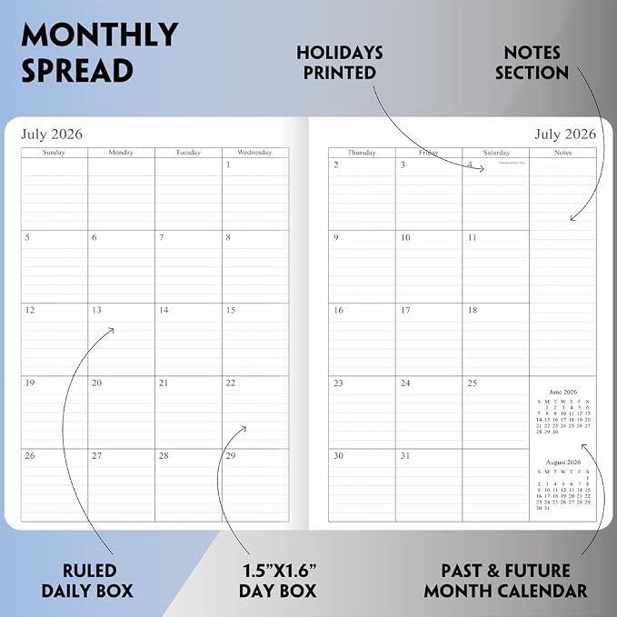 26-27 Academic Planner - Weekly and Monthly Planner, Jul 2026 - Jun 2027, Vegan Leather Cover, Elastic Closure, 8.5"x11", Rose Gold