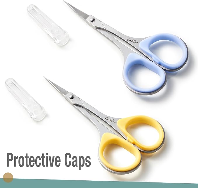 Beaditive Sewing and Embroidery Scissors Set (2 pcs) Curved and Straight, Sharp, Stainless-Steel Design | Precision Tips, Ergonomic Rubber Handle Grip | Small, Compact DIY Use (Extra Sharp)