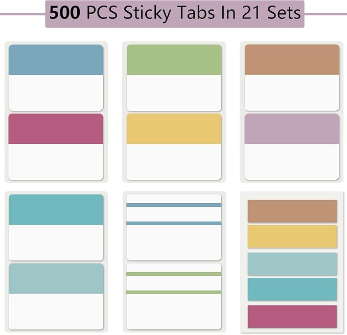 ELII 500 PCS Sticky Index Tabs 2 Inch Book Tabs,Clear Sticky Notes | Pages Notebooks File Tabs, Self Adhesive,Safety Material, Smooth Writing,Transparent,Waterproof,Repositionable,Reading
