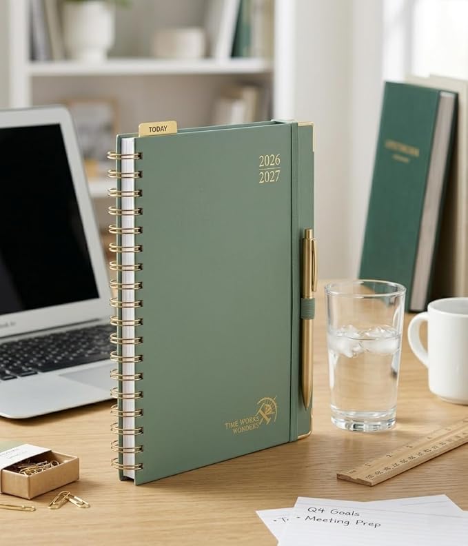 POPRUN 2026-2027 Weekly Planner 10" x 8"Weekly and Monthly Planner Calendar | Jul 2026 - Jun 2027，Daily Agenda Book & Appointment Book with Hourly Schedule, Tabs, Hardcover- Midnight Green