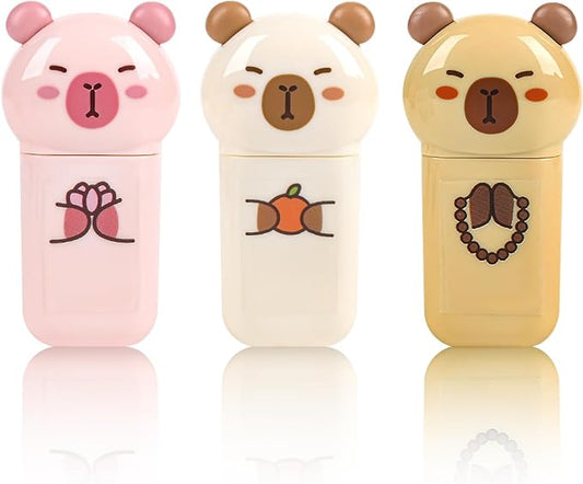 Geluode 3 Pack Capy Correction Tape Cartoon Correction Tape Cute White Out Cute Kapibala School Supplies for Student Writing Office School Stationery Supplies, 1/5in.x 19.7ft.(5mm x 6m)