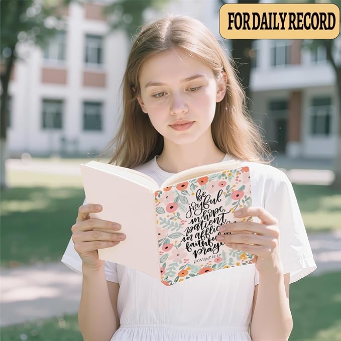 Cute flower Christian Hard Shell Journal Notebook 200 Sheets (5.8 x 8.3) | Bible Verse Gifts for Women, College Ruled Notebook, Inspirational Notebooks, Journals for Writing Planner Note Taking