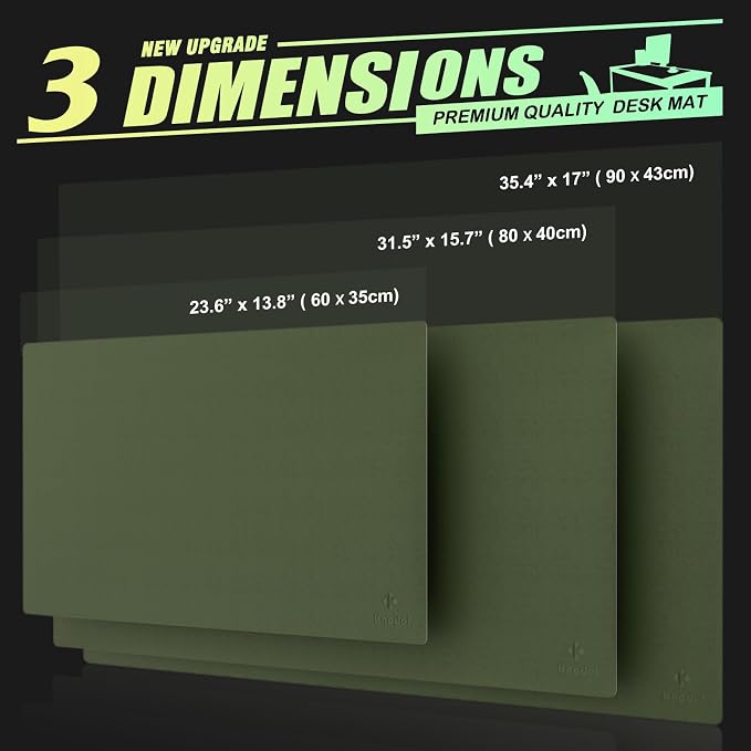 K KNODEL Extra Large Desk Mat, Leather Mouse Pad (35.4"x17", Dark Green) | Desk Pad, Keyboard Pad, Computer and Laptop Mat, Desktop Protector and Cover, Writing Pad and Blotter for Home Office